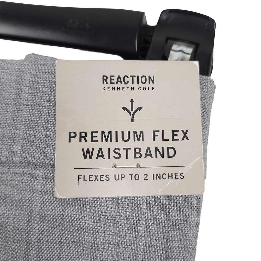 Kenneth Cole Reaction Mens Slim Fit Dress Pants 34x32 Light Grey Plaid Stretch - Picture 11 of 13